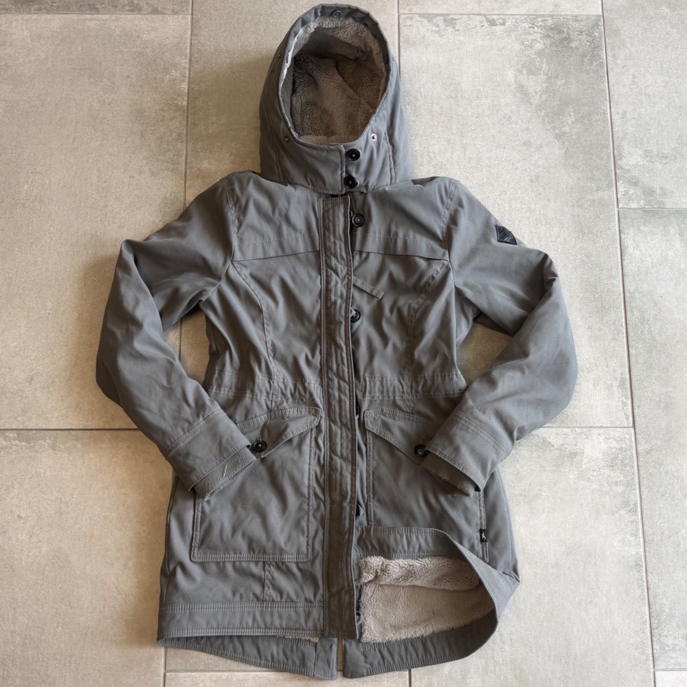 Hollister Heritage Collection Gray Faux Fur Lined Hooded Parka Jacket Womens M